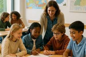 Alumnos viendo clases en el colegio alemán de valencia