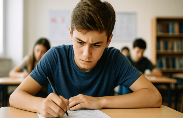 Estudiante preparando el Abitur de Matemáticas en un colegio alemán en el extranjero