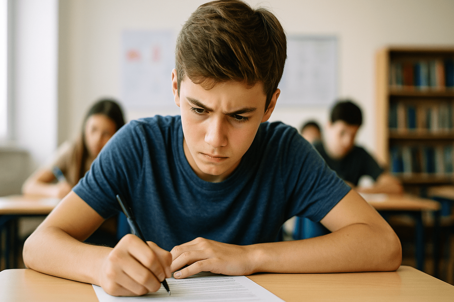Estudiante preparando el Abitur de Matemáticas en un colegio alemán en el extranjero